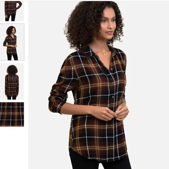 beachlunchlounge Elliot Shirt - Bon Bon Brown Black Plaid Size XL - Picture 3 of 12